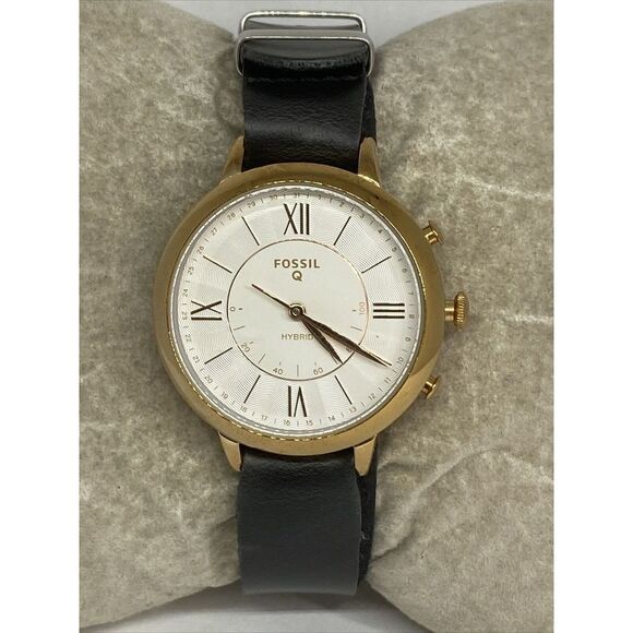 Fossil FTW5018 Women's Black Leather Analog White Dial Hybrid Smartwatch XX691 - Picture 3 of 12